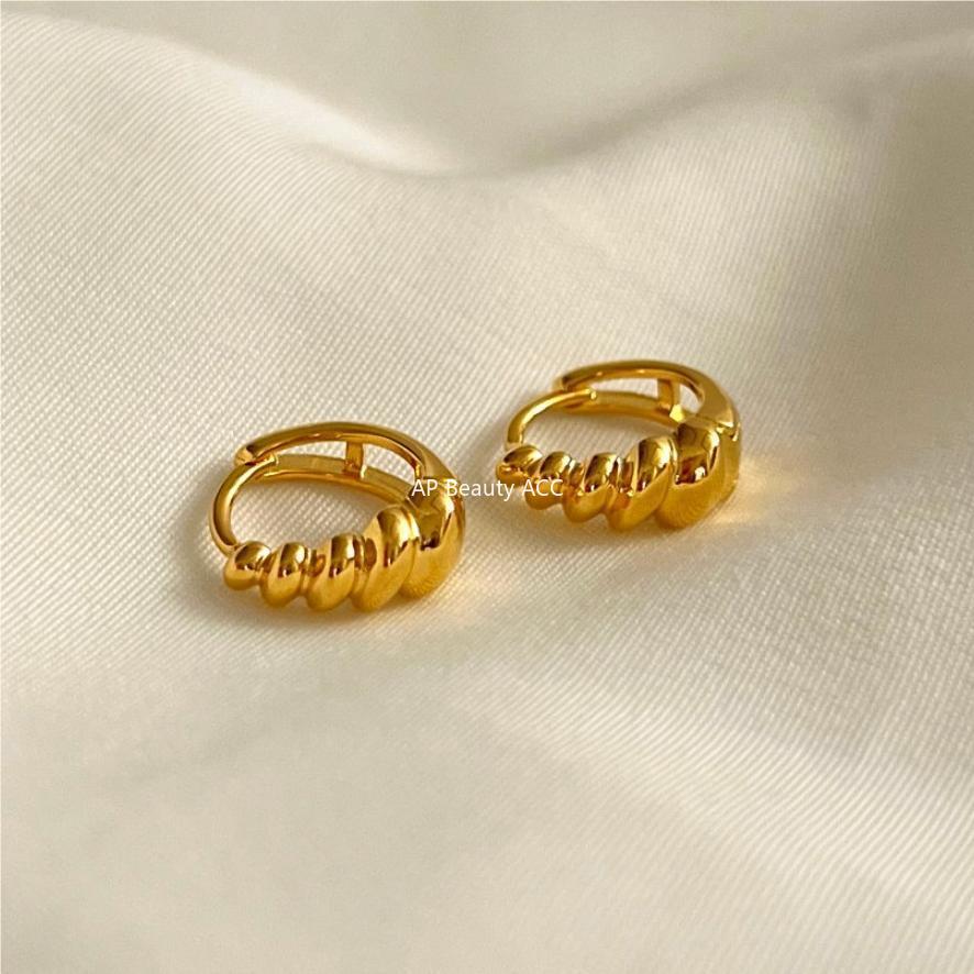 F관 - 925 실버 꼬임 디자인 링 귀걸이 [C1061] 25.09-4