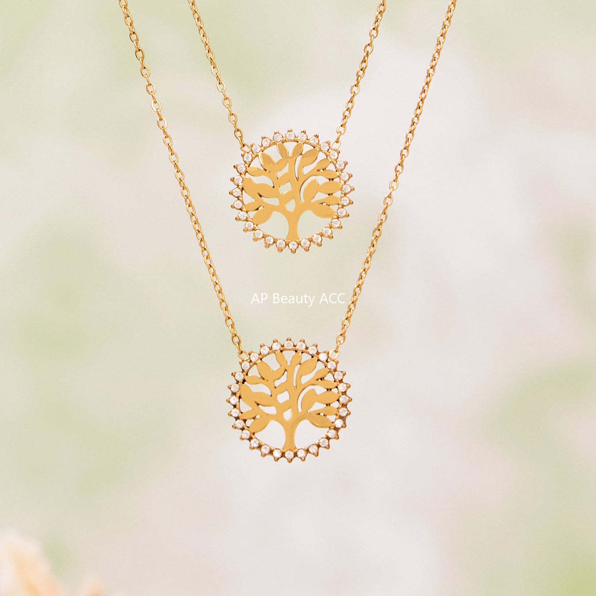 D관 - 스테인리스 스틸 생명나무 큐빅 원형 펜던트 목걸이 팔찌 [TXP440] 25.10-4