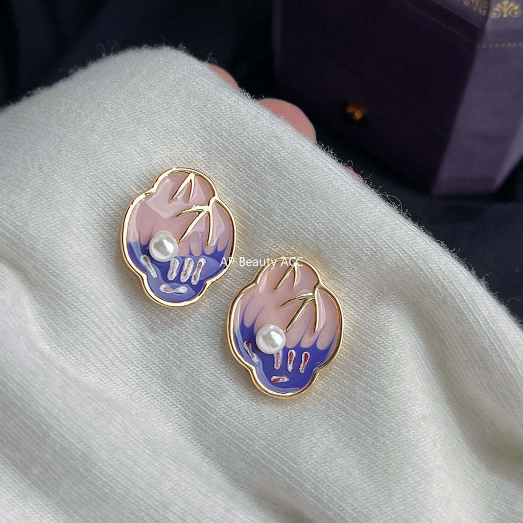 C관 - 진주 핸드페인팅 925 은침 귀걸이 [7162] 25.12-1