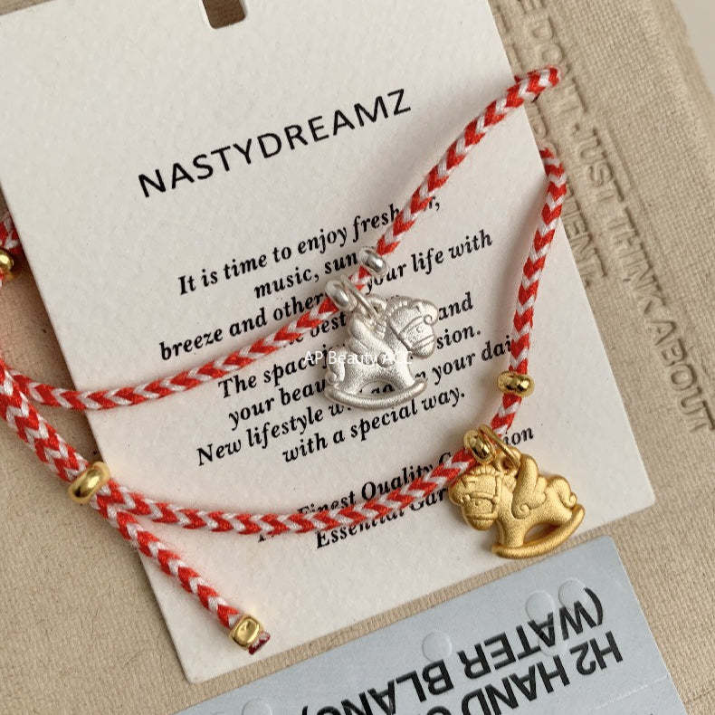 A관 - 925 실버 목마 말 펜던트 핸드메이드 스트랩 팔찌 [1630] 25.12-3