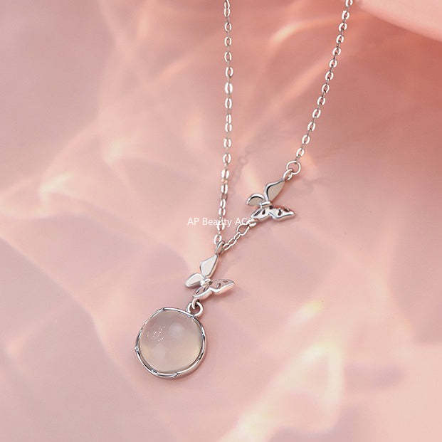 B관 - 999 실버 나비 아게이트 펜던트 체인 목걸이 [YC2043N_1] 25.10-4