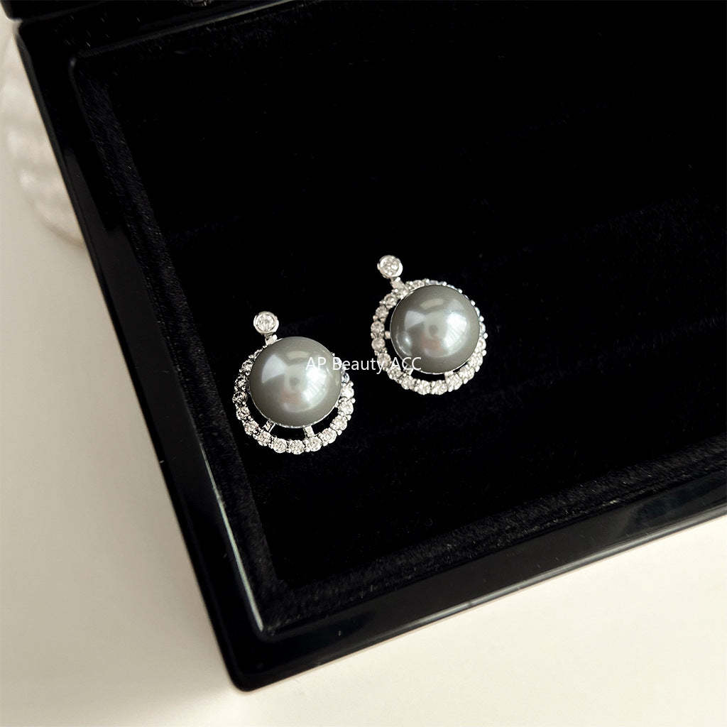 C관 - 글라스 진주 미니 큐빅 원형 기하학 복고풍 귀걸이 [4442-4443] 24.07-3