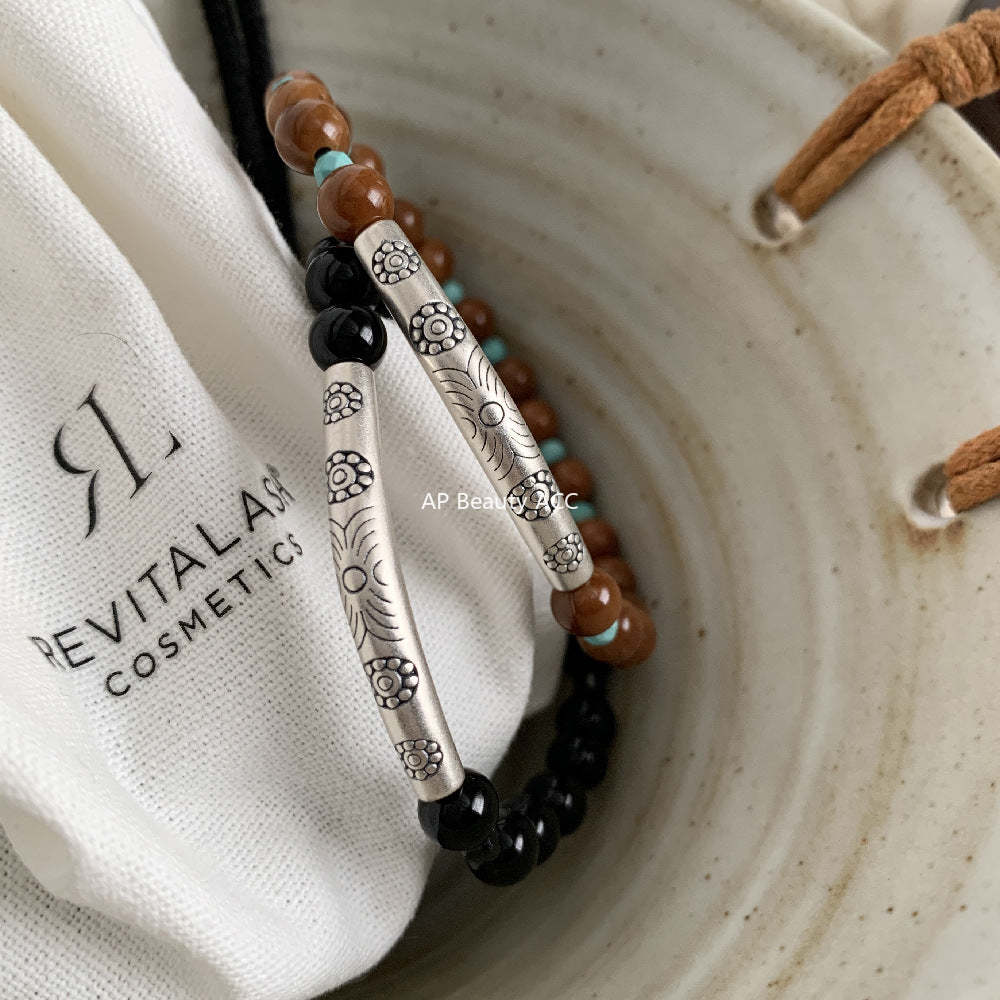 A관 - 블랙 스피넬 흑마노 보리수 비즈 925실버 팔찌 [1612] 25.11-4