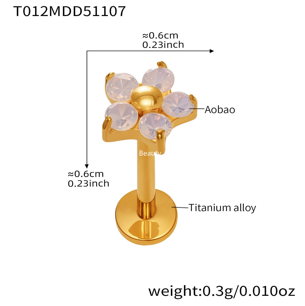 D관 - 티타늄 합금 스틸 입술용 단품 피어싱 [T009] 25.11-2