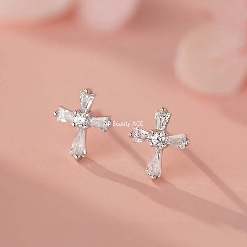 B관 - 큐빅 십자가 999 실버 귀걸이 [YC2153E_3 YC2416E_2 YC2434E_1] 25.11-3