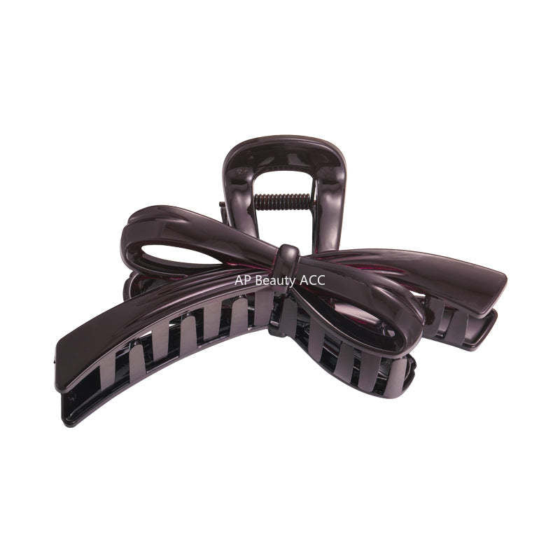 E관 - 초콜릿 브라운 리본 디자인 집게핀 [27614] 25.10-5