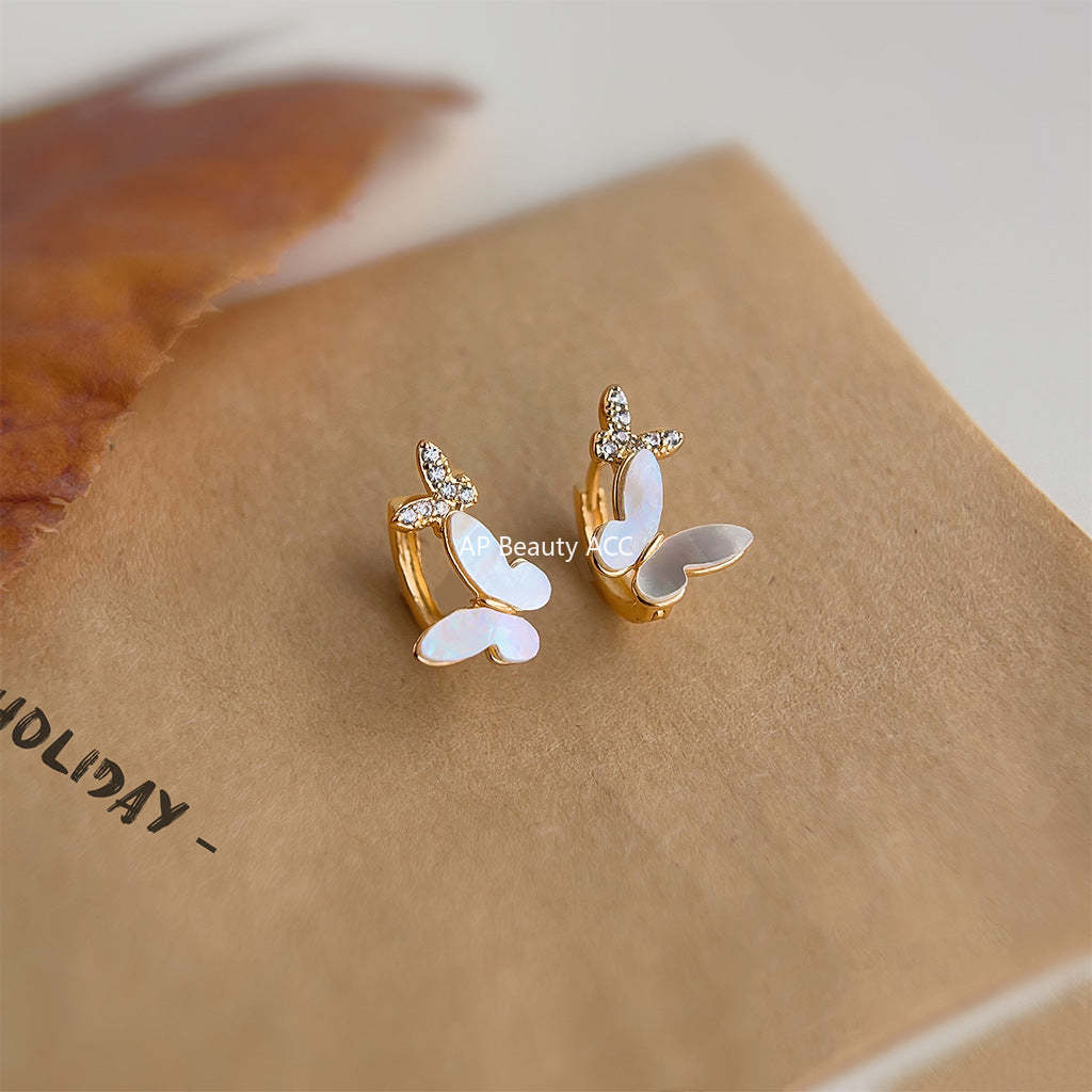 C관 - 미니 큐빅 진주 오일 코팅 14K 도금 귀걸이 [4056] 24.05-4