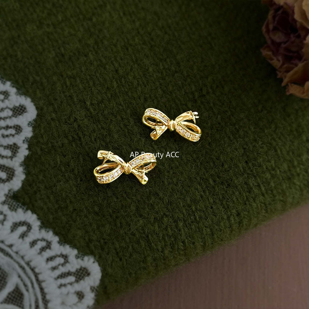 C관 - 925 은침 별 리본 큐빅 귀걸이 [7255] 25.12-3