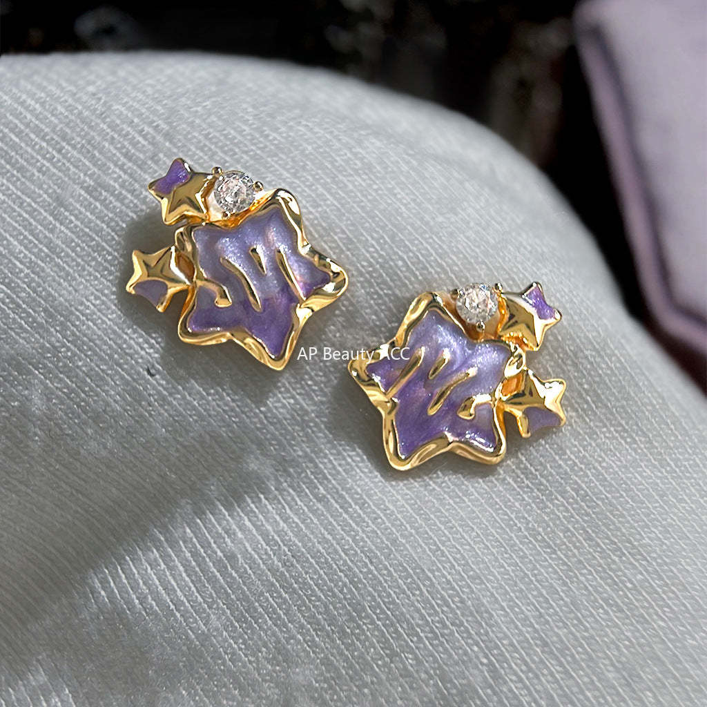 C관 - 퍼플 별 핸드페인팅 925 은침 귀걸이 [7200] 25.12-1