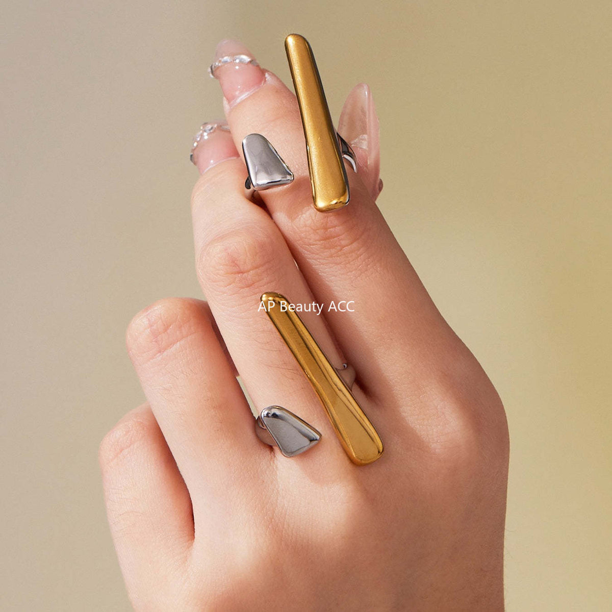 D관 - 스테인리스 스틸 기하학 디자인 오픈형 반지 [A080] 25.09-4