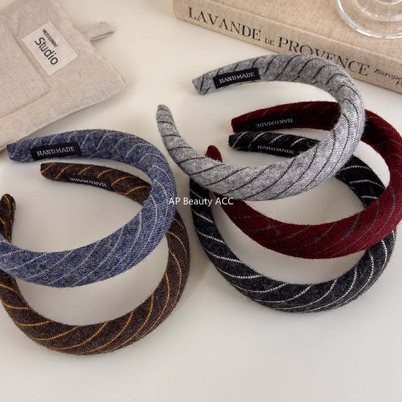 E관 - 니트 스트라이프 와이드 스펀지 머리띠 [27524] 25.09-4