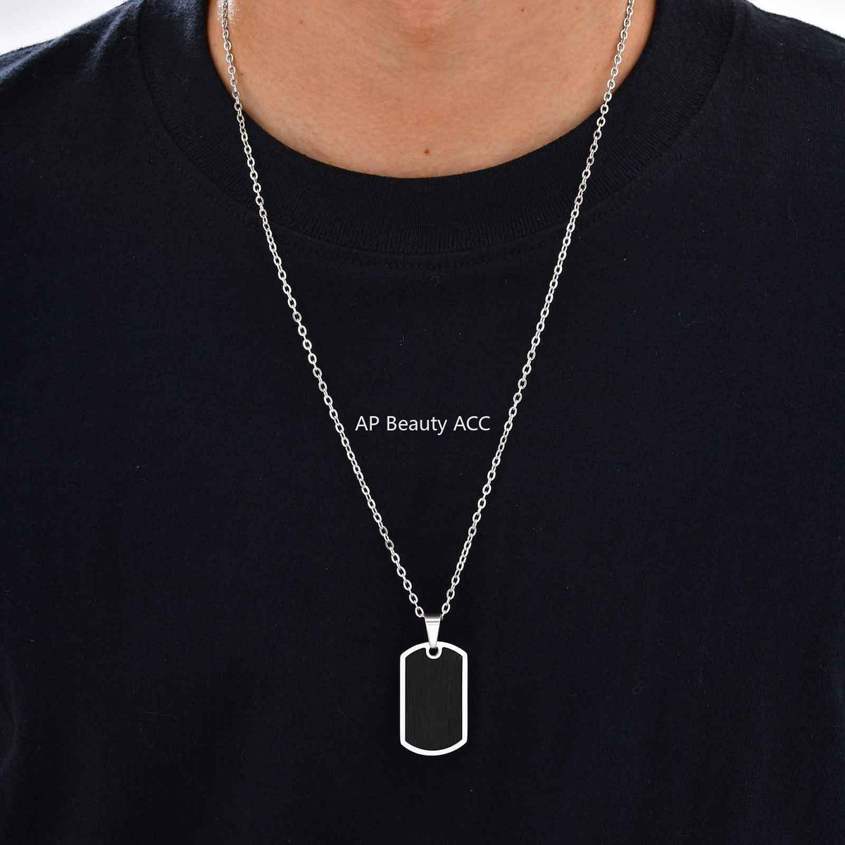 G관 - 스테인리스 태그 플레이트 펜던트 목걸이 [PN-2236] 25.11-2