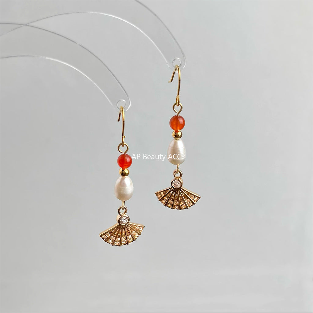 C관 - 핸드메이드 담수진주 미니 큐빅 드롭 후크형 귀걸이 [7025] 25.11-1