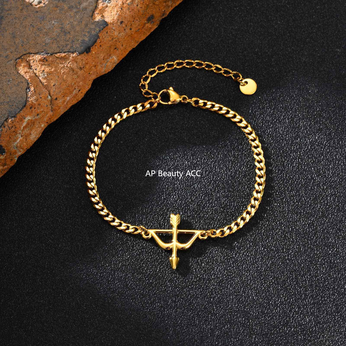 G관 - 스테인리스 스틸 체인 활 모양 펜던트 팔찌 [BR-2621] 25.11-1