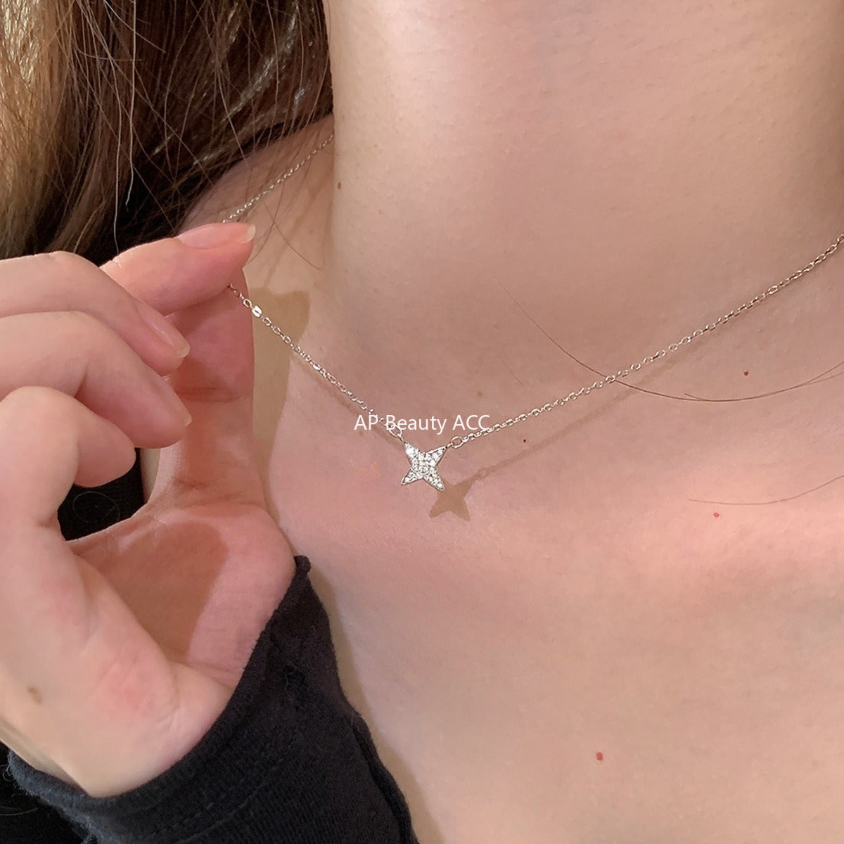A관 - 925 실버 큐빅 별 펜던트 목걸이 [XL-1229] 25.11-1