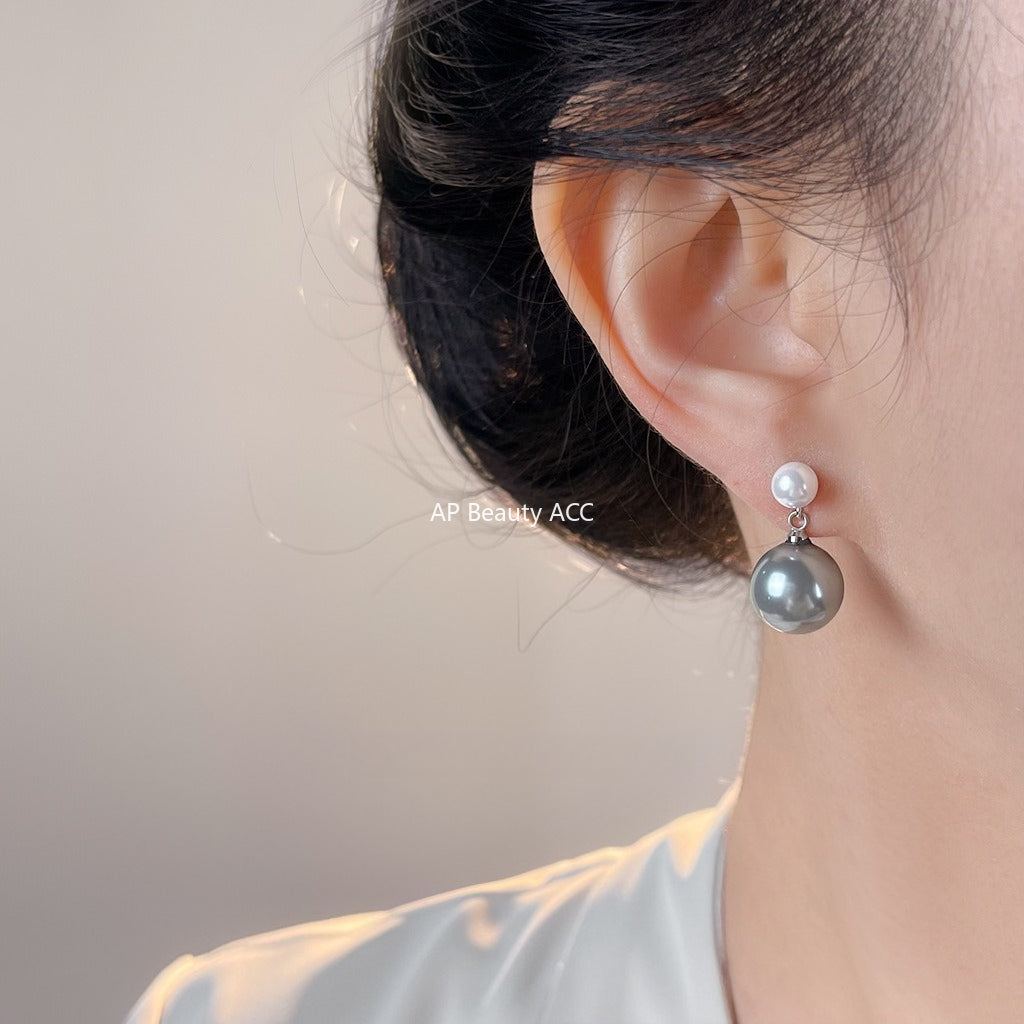 C관 - 925 은침 핸드메이드 그레이 진주 귀걸이 [7069] 25.11-2