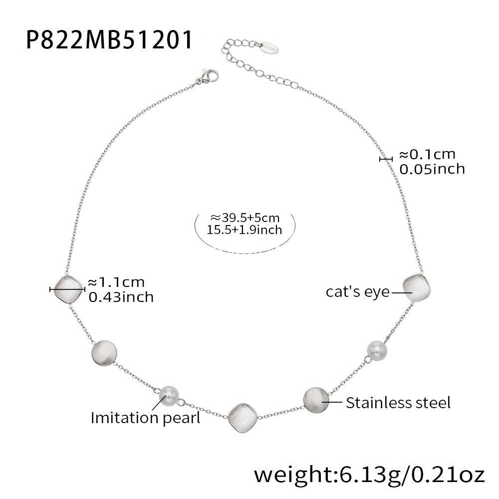 D관 - 묘안석 컬러 비즈 18K 도금 스테인리스 스틸 목걸이 [P822] 25.12-2