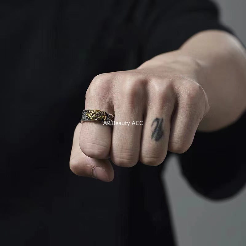 G관 - 빈티지 수호신 행운 남성용 반지 [J2549] 25.10-3