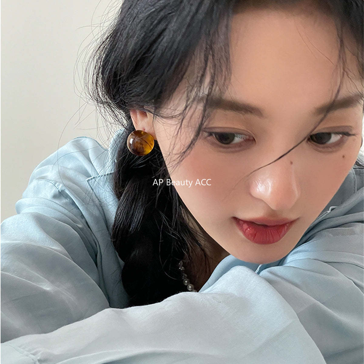 A관 - 빈티지 카라멜 컬러 볼 레트로 감성 귀걸이 [EH-2876] 24.05-3