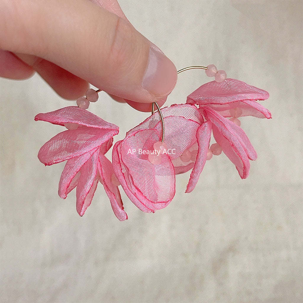 C관 - 14K 도금 여름 뷰티 레이스 꽃 은침 귀걸이 [4151] 24.05-4