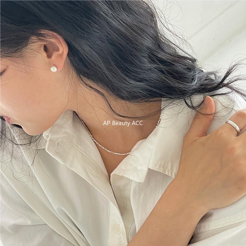 F관 - 925 실버 샌딩 원형 볼 귀걸이 [C1064] 25.09-4