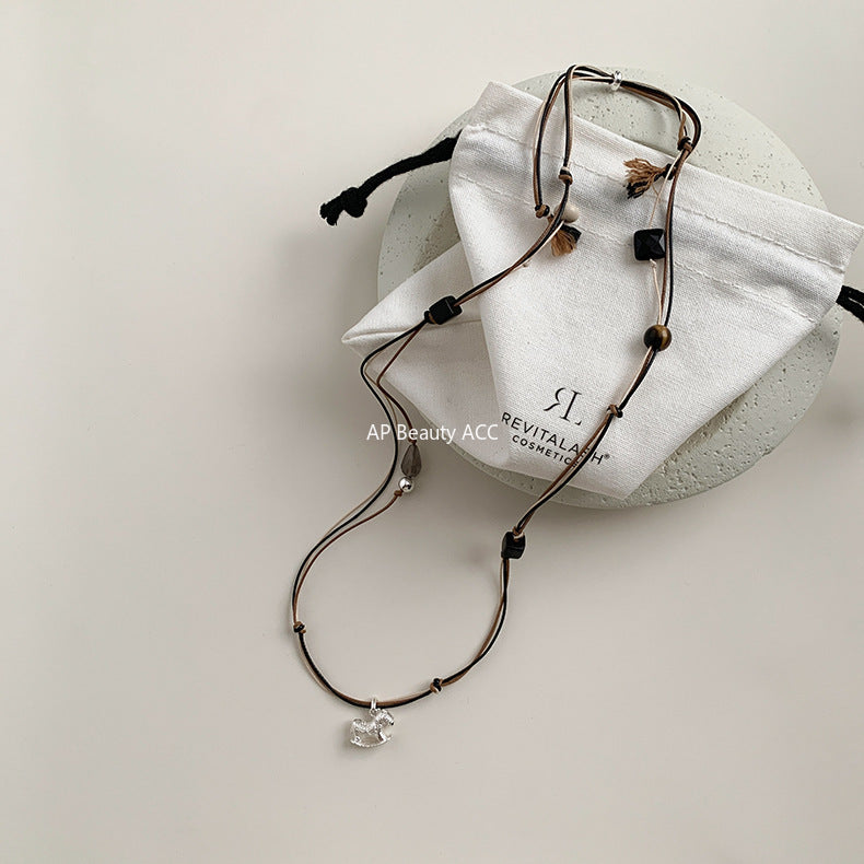 A관 - 925 실버 조랑말 펜던트 왁스끈 목걸이 [518] 25.10-2