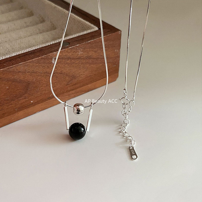 F관 - 925 실버 블랙 오닉스 목걸이 [B99] 25.10-1