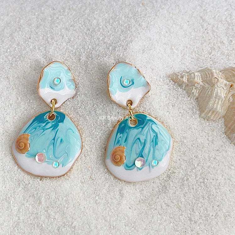 C관 - 에나멜 롱 테슬 핸드메이드 스윗한 여름 14K 도금 귀걸이 [4488] 24.07-2