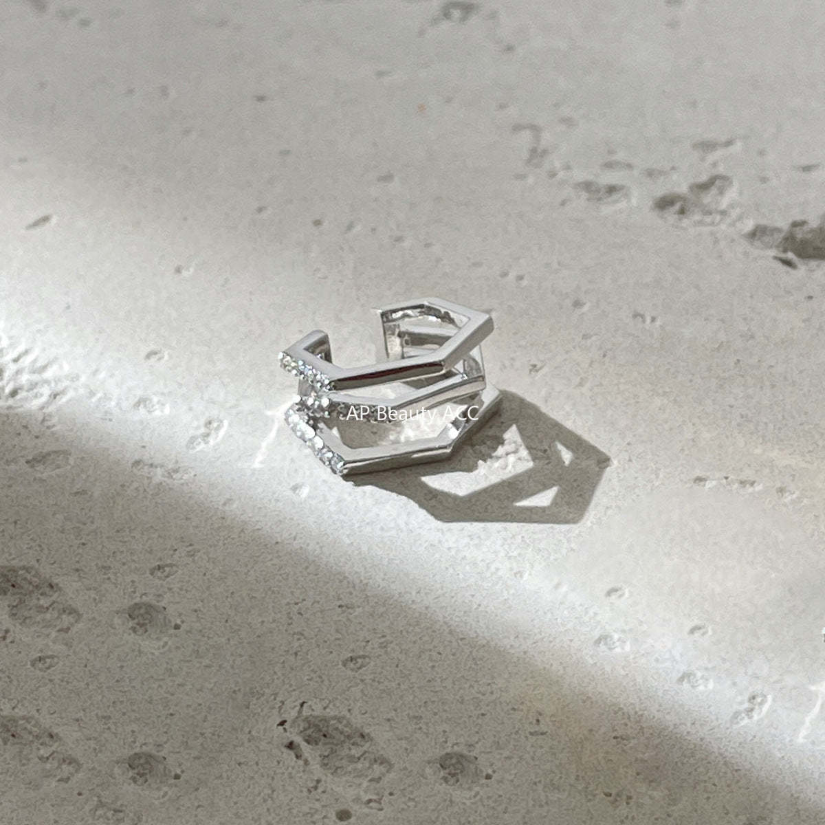 A관 - 멀티 레이어 큐빅 925 은침 스터드 이어커프 귀걸이 [EH-4292] 25.12-3