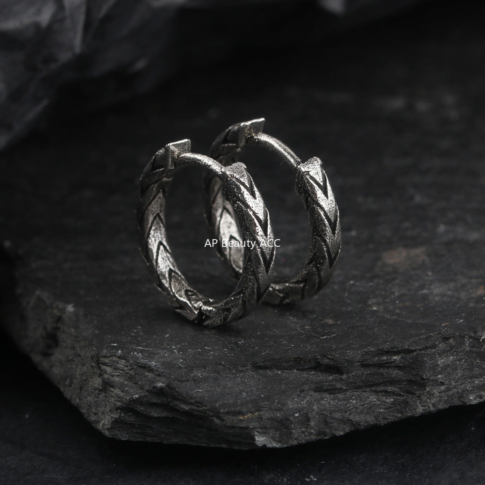 G관 - 태국 실버색 샌딩 링 귀걸이 [ES978] 25.10-1