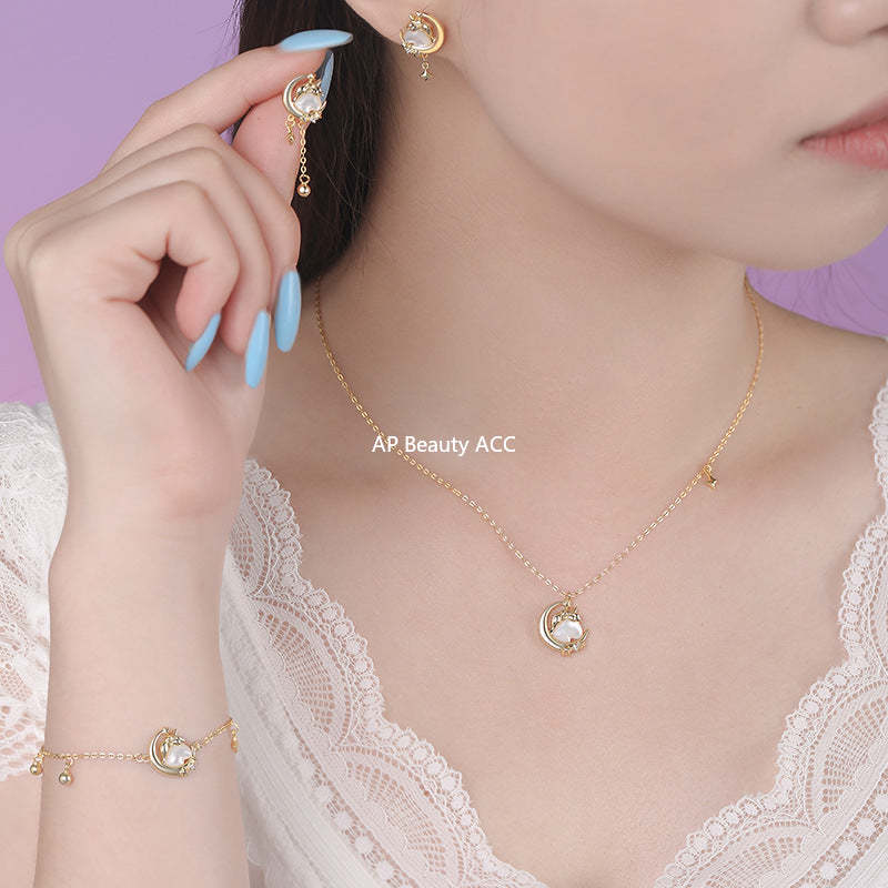 B관 - 999 실버 유니콘 달 디자인 목걸이 귀걸이 팔찌 [YC2200N_1 YC4829E_1 YC5416SL_1] 25.10-1