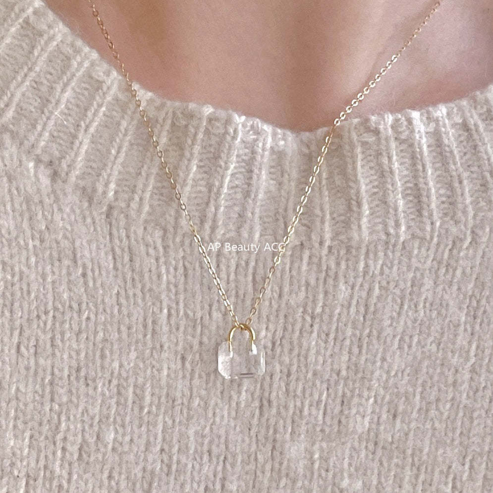 F관 - 925 실버 자물쇠 모양 펜던트 목걸이 [B1386] 25.11-4