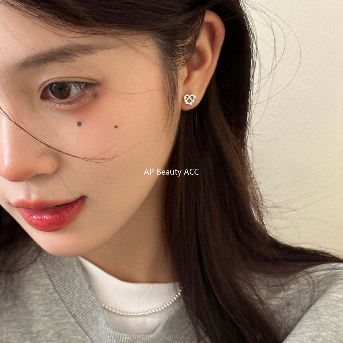 A관 - 999 실버 프레즐 모양 큐빅 귀걸이 [EH-3307.sj] 25.12-1