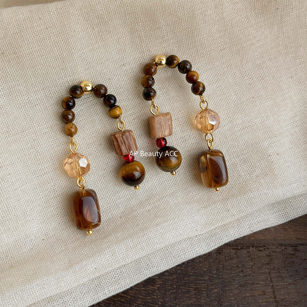 C관 - 핸드메이드 호안석 크리스탈 비즈 925 은침 귀걸이 [7116] 25.11-3