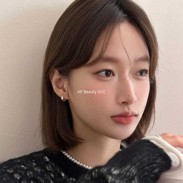 A관 - 원형 큐빅 925 은침 링 귀걸이 [EH-3522.SJ] 25.12-2