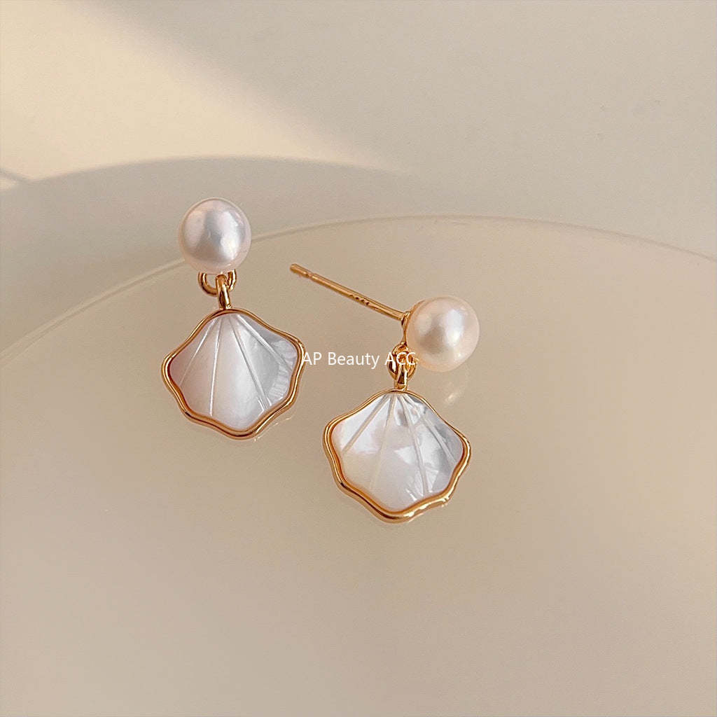 C관 - 담수 진주 고급스러운 14K 도금 은침 귀걸이 [3552] 24.04-2