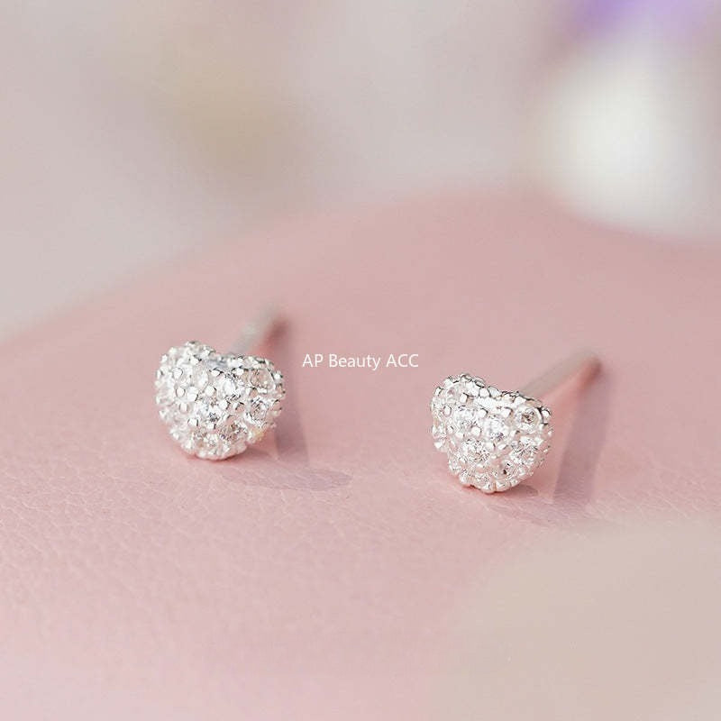 B관 - 999 실버 하트 사각 리본 원형 큐빅 귀걸이 [YC2652E_1] 25.11-1