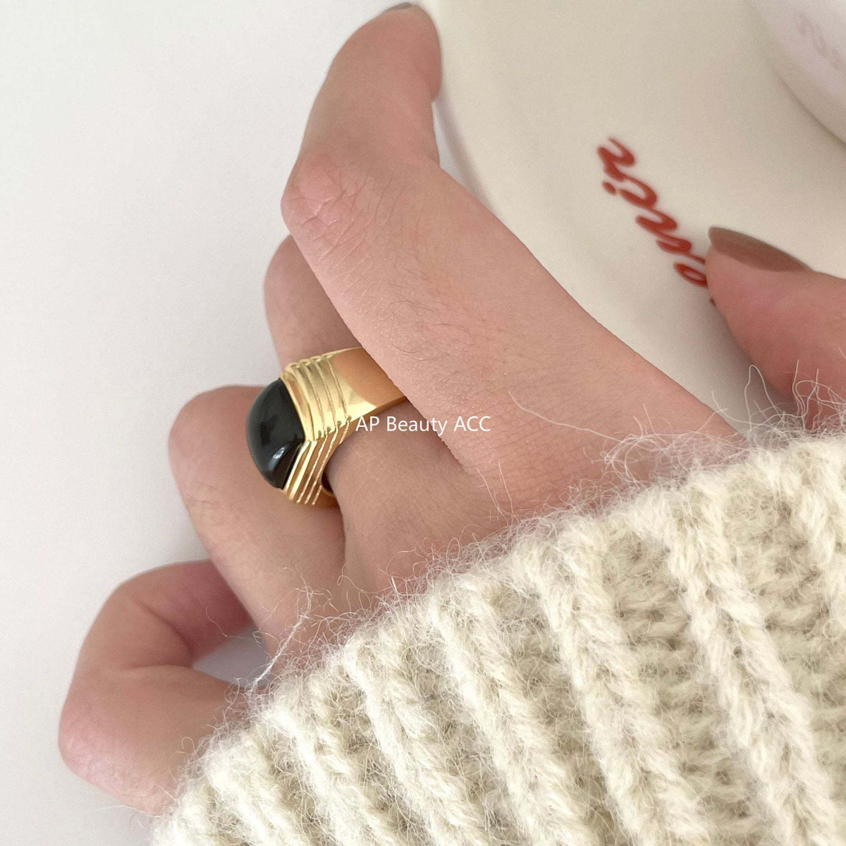 F관 - 925 실버 블랙 오닉스 오픈형 반지 [J1709] 25.12-1