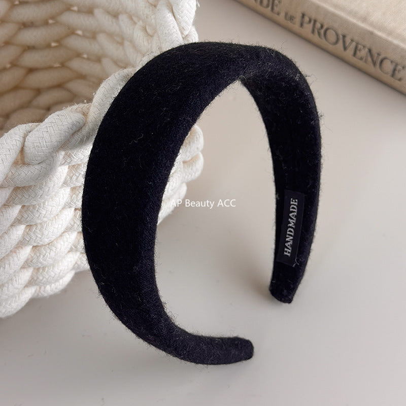 E관 - 컬러 울 패브릭 쿠션 와이드 머리띠 [27562] 25.10-3