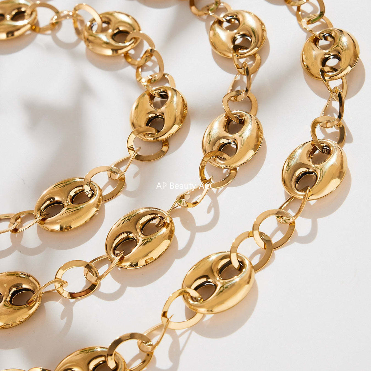 D관 - 18K 도금 스테인리스 스틸 더블 원형 볼드 체인 목걸이 [P1440] 25.10-2