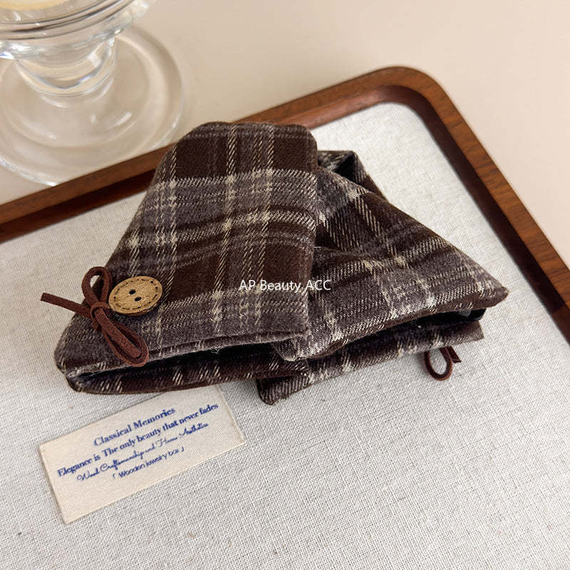 E관 - 리본 체크무늬 대형 빈티지 집게핀 [27613] 25.10-5