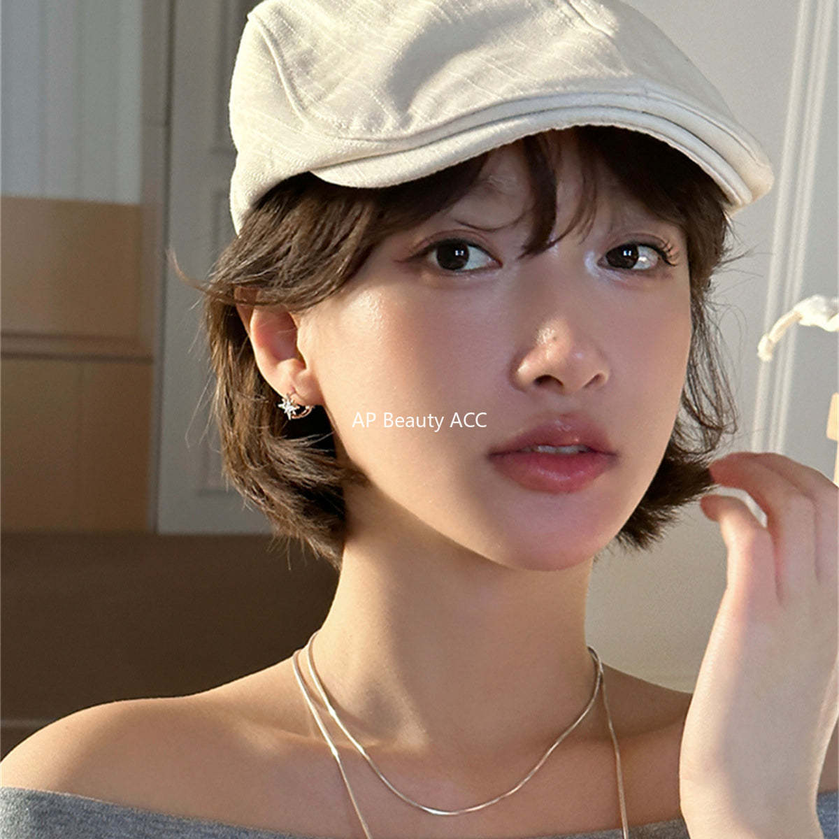 A관 - 925 은침 팔각별 큐빅 귀걸이 [EH-3998] 25.08-4