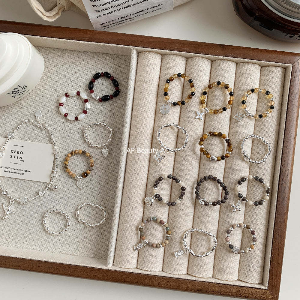 A관 - 클로버 십자가 하트 코끼리 미니 펜던트 925실버 비즈 반지 [RC] 25.11-4