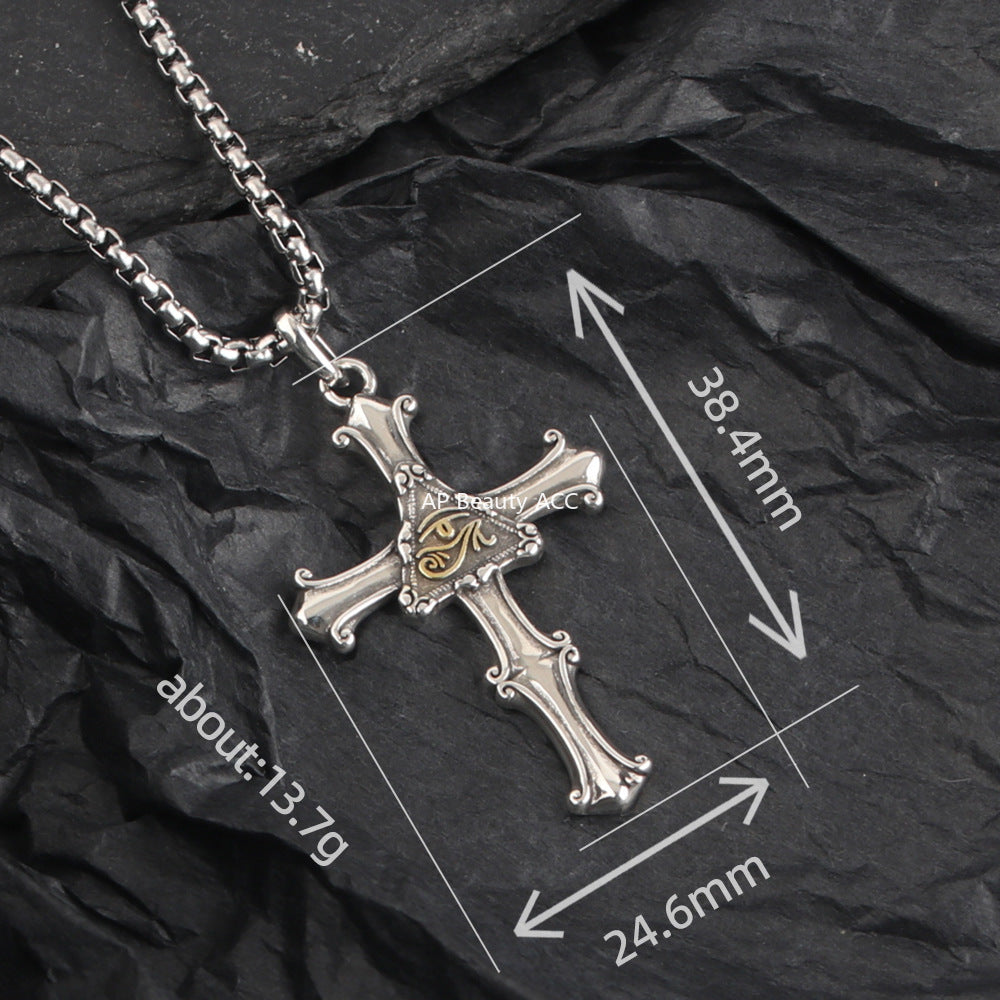 G관 - 호루스의 눈 십자가 펜던트 체인 목걸이 [X1201] 25.10-2