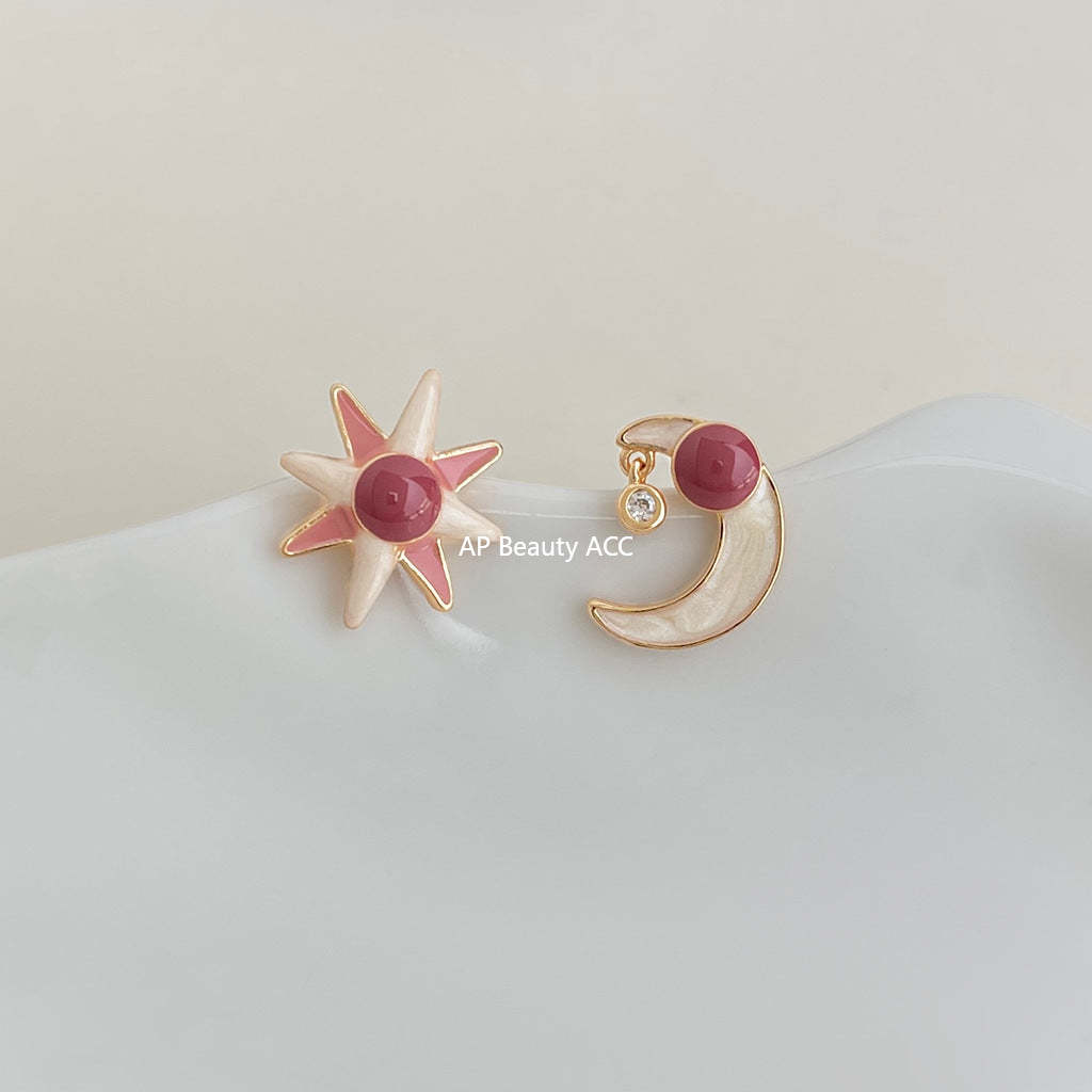 C관 - 925 은침 별 달 언밸런스 귀걸이 [7043] 25.11-1