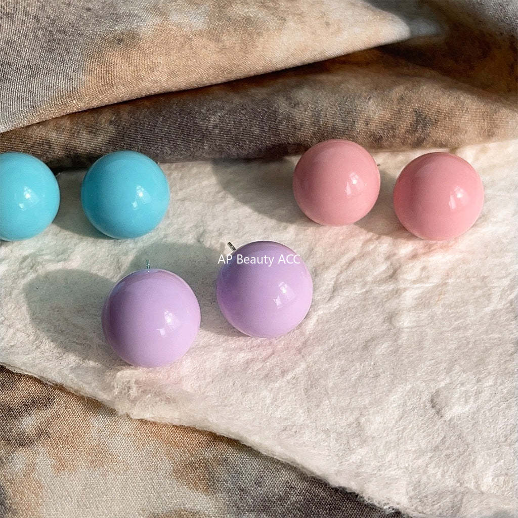 C관 - 도파민 컬러 수지 사탕 공 간결하고 스윗한 귀여운 은침 귀걸이 [3842-3844] 24.04-2