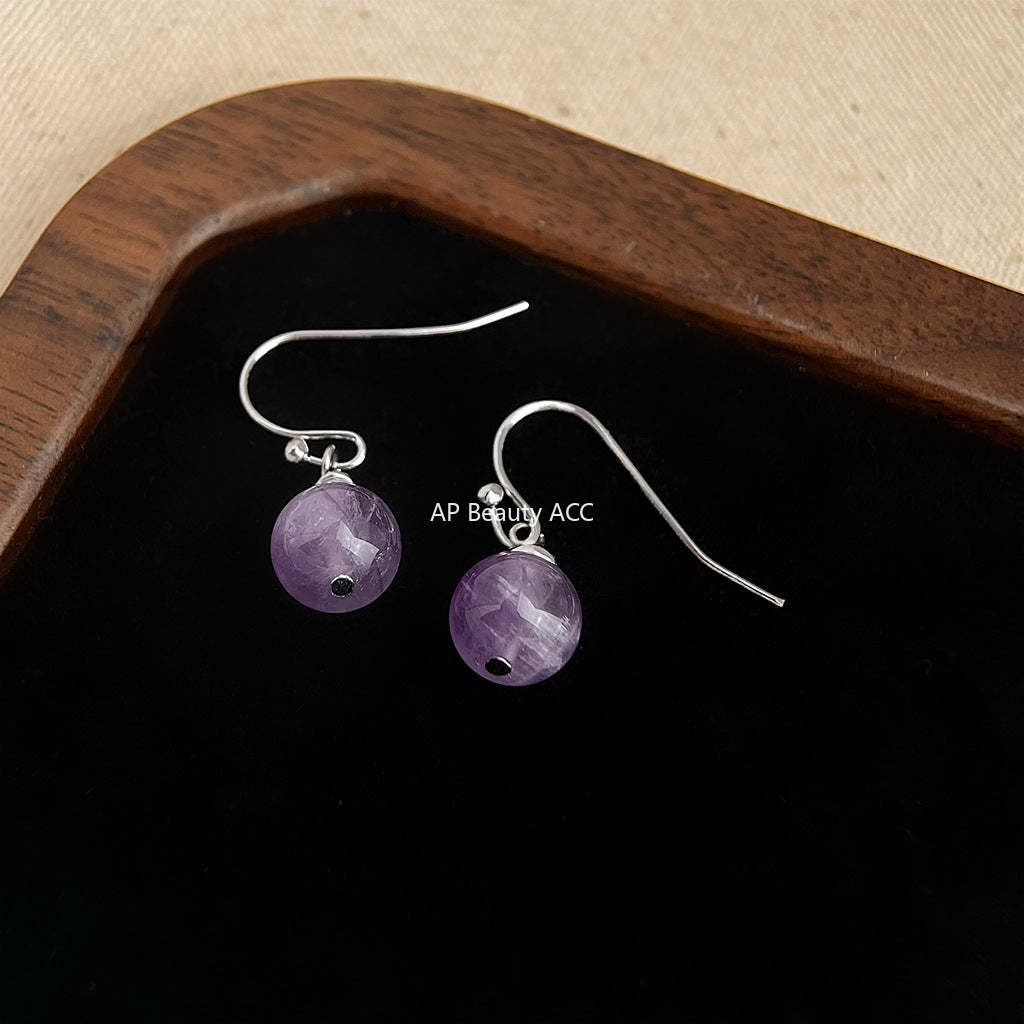 C관 - 천연석 자수정 심플 귀걸이 [5557-5564] 25.02-2