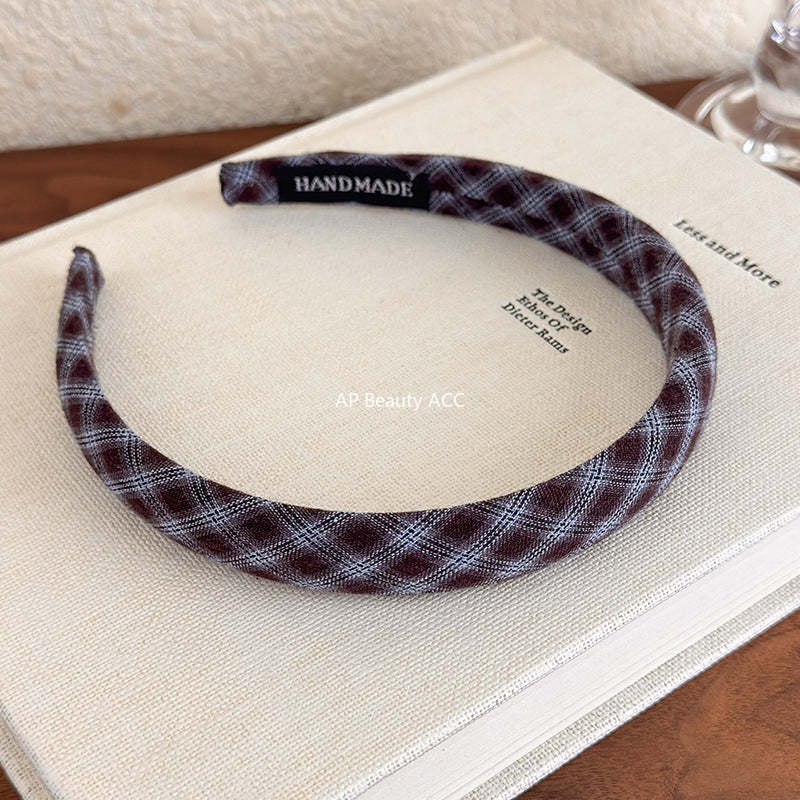 E관 - 체크 패브릭 슬림 머리띠 [27501] 25.09-4