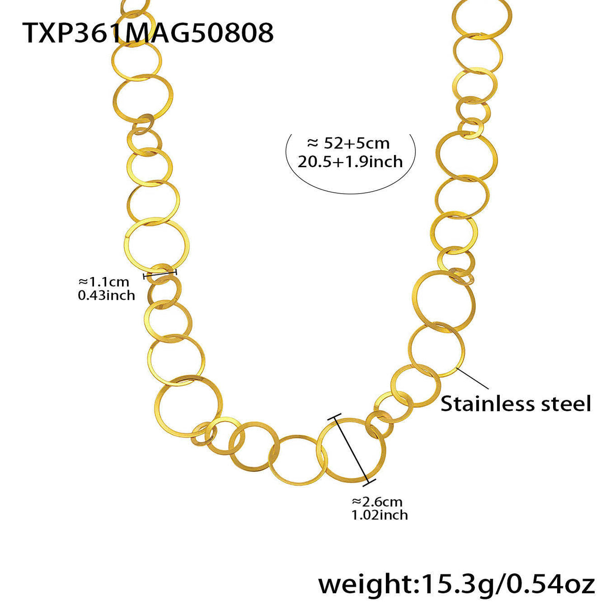 D관 - 스테인리스 스틸 원형 18K 도금 귀걸이 팔찌 목걸이 [TXP361-TXE361-TXF361] 25.08-3