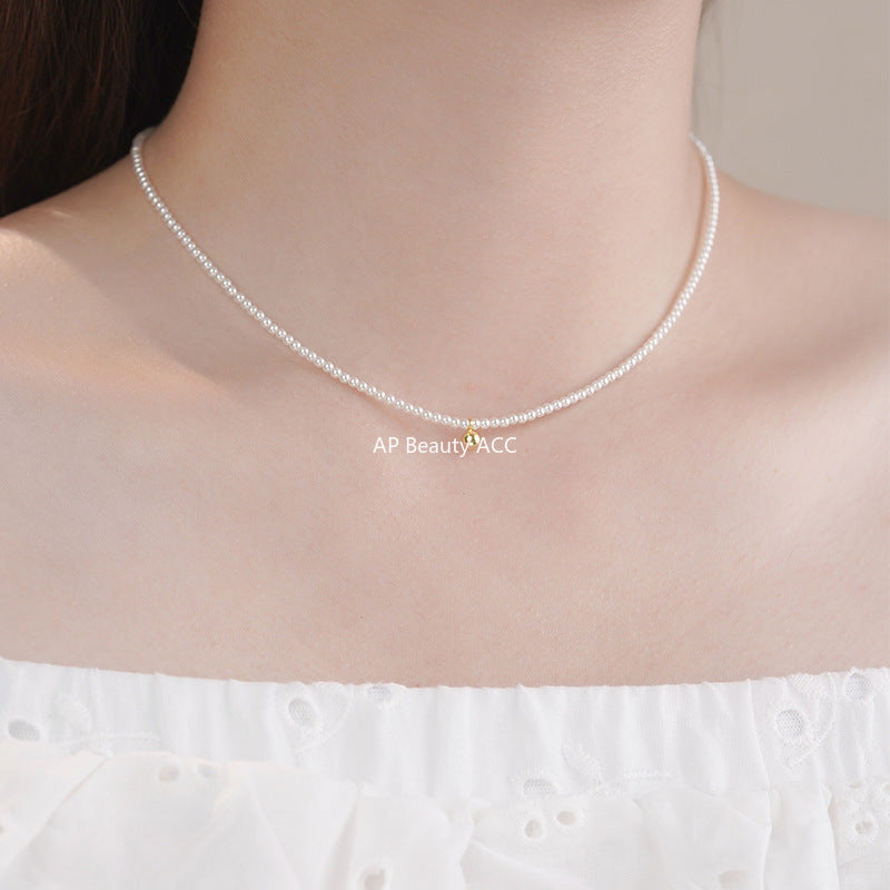 B관 - 925 실버 진주 골드 비즈 목걸이 [YC4062N] 25.10-2